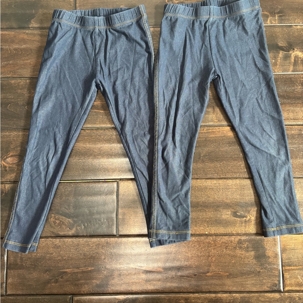 Set of 2 Place Dark Blue Denim Look Leggings size 5-6